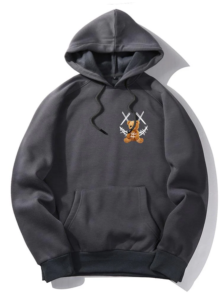 Smiley Bear Back Print Hoodie