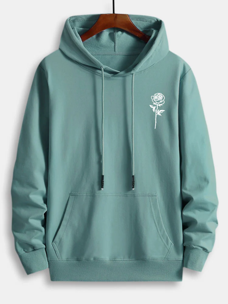 Rose Print Cotton Hoodie