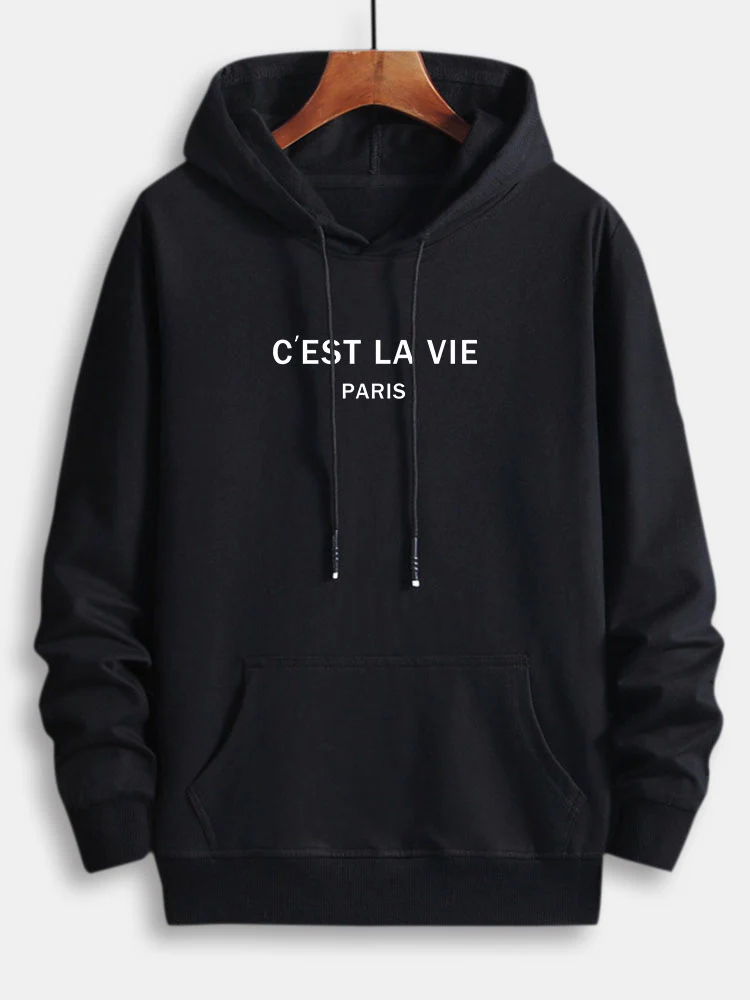 Paris Letter Print Cotton Hoodie